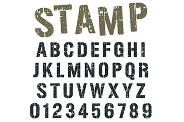 Stamp image depicting the different characters that can be used for Bate Stamping Legal files